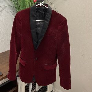ASOS Rich Red Velvet Blazer with Dark Trim skinny